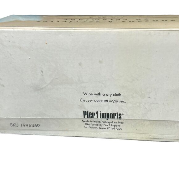 Pier 1 Imports Napkin Rings Flowers India Ceramic Set x4 Housewarming Yellow NEW - Picture 3 of 6